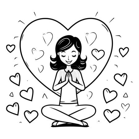 Ilustración de Dibujos animados de mujer con diseño de corazón. Relación amor romance vacaciones y juntos tema Vector ilustración - Imagen libre de derechos