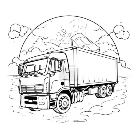 Illustration for Truck with cargo. Coloring book for adults. Vector illustration. - Royalty Free Image
