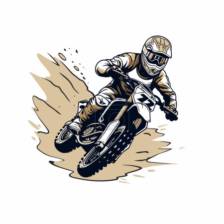 Illustration for Motocross rider on the race track. Vector illustration in sketch style. - Royalty Free Image