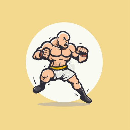 Ilustración de Boxeador de dibujos animados con guantes de boxeo. Ilustración vectorial de un boxeador con guantes de boxeo. - Imagen libre de derechos