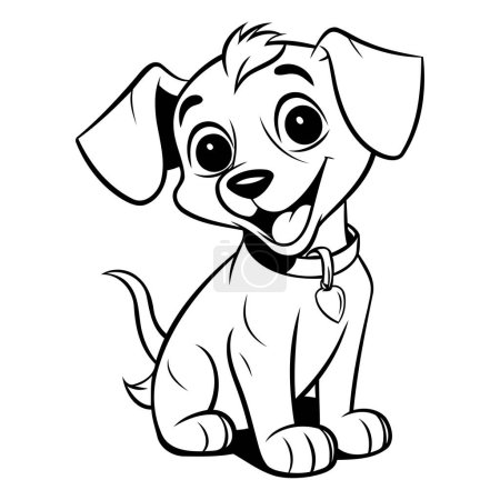 Illustration for Dachshund Puppy - Black and White Cartoon Illustration. Vector - Royalty Free Image