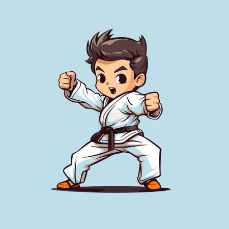 Cartoon Karate Junge Vektor Illustration. Kampfkunst und Karate-Konzept.