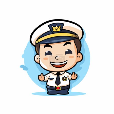 Téléchargez les illustrations : Mascotte mignon petit marin garçon personnage vectoriel Design Illustration - en licence libre de droit