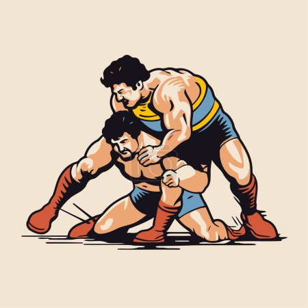 Illustration for Wrestling action cartoon sport graphic vector. Wrestling. wrestling. mma. wrestling - Royalty Free Image