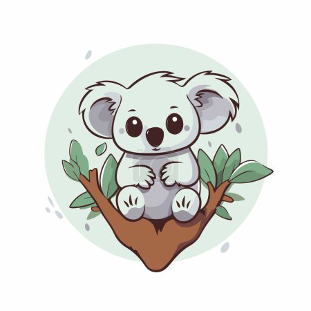 Ilustración de Lindo koala en el árbol con hojas. Ilustración vectorial. - Imagen libre de derechos