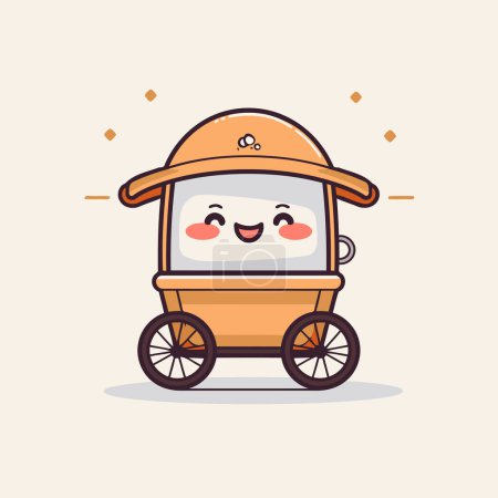 Illustration for Cute kawaii cart character. Vector illustration in cartoon style. - Royalty Free Image