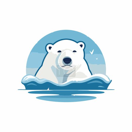 Illustration for Polar bear in the sea. Vector illustration on white background. - Royalty Free Image