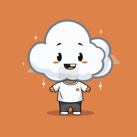 Illustration for Cute cartoon cloud boy on orange background. Vector illustration. eps10 - Royalty Free Image