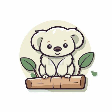 Téléchargez les illustrations : Mignon koala assis sur la bûche. illustration vectorielle de dessin animé. - en licence libre de droit
