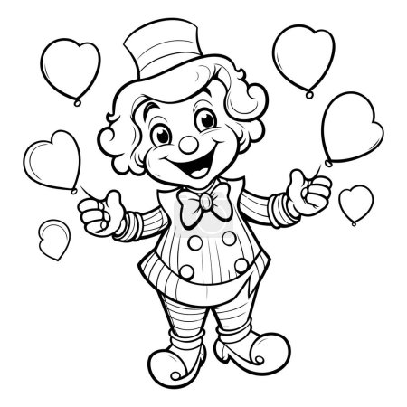 Illustration for Coloring Page Outline Of cartoon clown with balloons for coloring book - Royalty Free Image