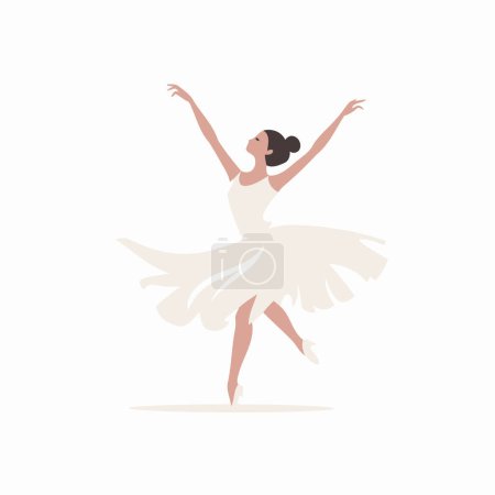 Téléchargez les illustrations : Ballerine dans un tutu blanc dansant. Illustration vectorielle. - en licence libre de droit