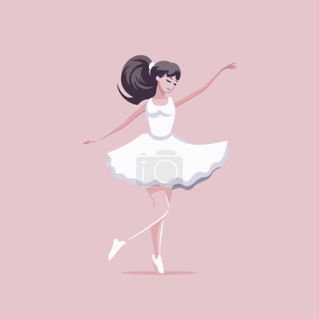 Cute ballerina in a white tutu. Vector illustration.