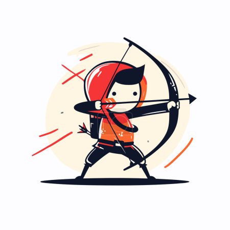 Cupid with bow and arrow. Vector illustration in cartoon style.