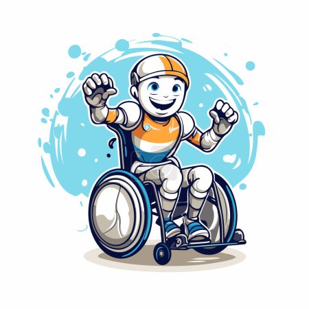 Téléchargez les illustrations : Illustration vectorielle d'un homme en fauteuil roulant. Isolé sur fond blanc. - en licence libre de droit