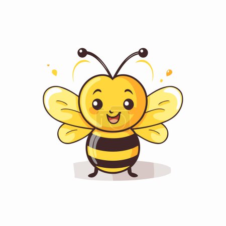 Téléchargez les illustrations : Mignon personnage d'abeille de dessin animé. Illustration vectorielle isolée sur fond blanc. - en licence libre de droit