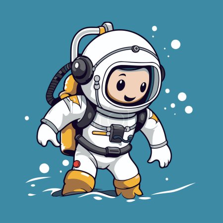 Illustration for Astronaut on the water. Cartoon character. Vector illustration. - Royalty Free Image
