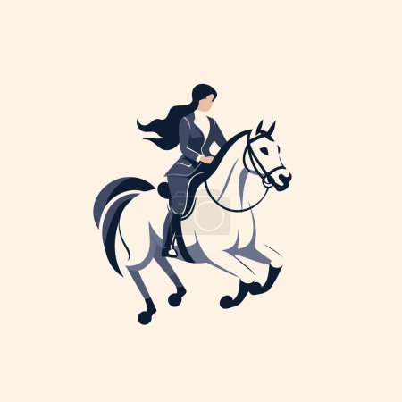 Illustration for Vector illustration of a girl riding a horse. Equestrian sport. - Royalty Free Image