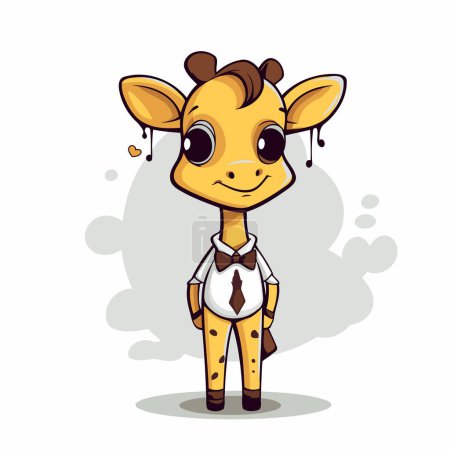 Téléchargez les illustrations : Mascotte de Girafe mignon personnage de bande dessinée Illustration vectorielle. - en licence libre de droit