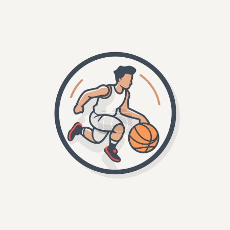 Ilustración de Icono del jugador de baloncesto. Ilustración vectorial del jugador de baloncesto en acción. - Imagen libre de derechos