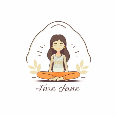 Illustration for Vector illustration of a girl practicing yoga in the lotus position. - Royalty Free Image