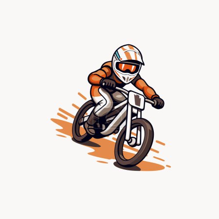 Illustration for Motocross rider on a motorcycle. Vector illustration in cartoon style. - Royalty Free Image