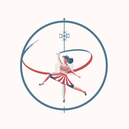 Ilustración de Bailarina de circo sobre fondo blanco. Ilustración vectorial. - Imagen libre de derechos