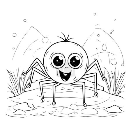 Téléchargez les illustrations : Coloriage Aperçu De dessin animé araignée. Illustration vectorielle pour livre à colorier. - en licence libre de droit