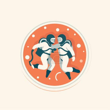 Illustration for Boxing. fight club emblem. vector illustration in flat style. - Royalty Free Image