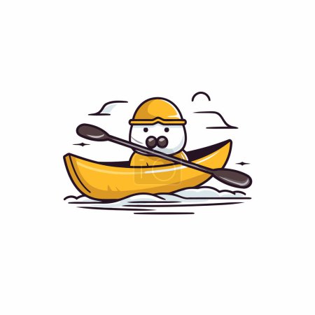 Illustration for Cute cartoon kayak character. Vector illustration on white background. - Royalty Free Image