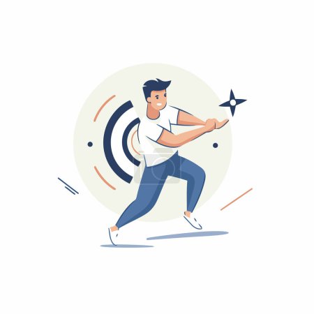 Illustration for Running man. Flat style vector illustration. Sport and healthy lifestyle concept. - Royalty Free Image