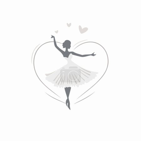 Téléchargez les illustrations : Ballerine dans un tutu blanc avec des cœurs. Illustration vectorielle. - en licence libre de droit