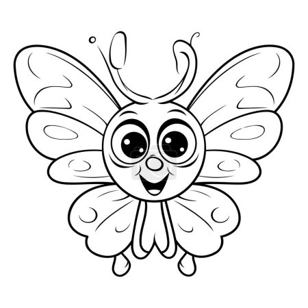 Illustration for Black and White Butterfly Cartoon Mascot Character Vector Illustration. - Royalty Free Image