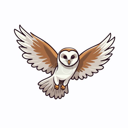 Illustration for Illustration of a flying owl isolated on a white background. Vector illustration. - Royalty Free Image