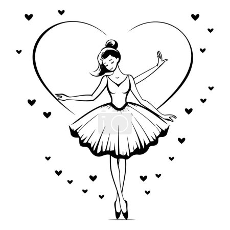 Téléchargez les illustrations : Belle ballerine en forme de cœur. Illustration vectorielle. - en licence libre de droit