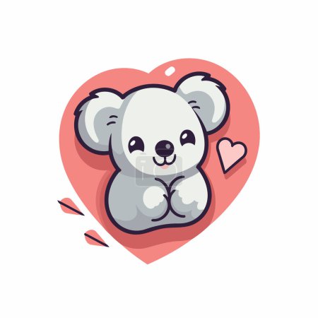 Illustration for Cute cartoon koala with heart. Valentines day vector illustration - Royalty Free Image