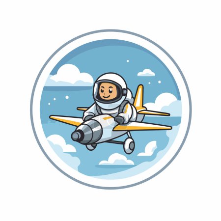 Ilustración de Astronauta con traje espacial volando en el cielo. Ilustración vectorial. - Imagen libre de derechos