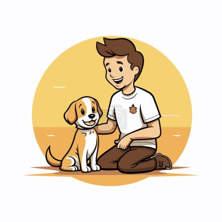 Illustration for Man with a dog. Vector illustration of a man with a dog. - Royalty Free Image
