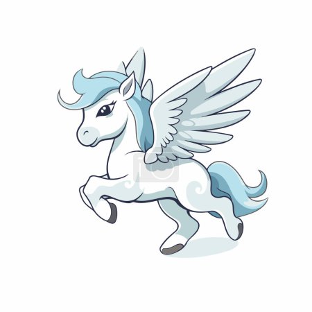 Ilustración de Imagen vectorial de un unicornio blanco volador. Aislado sobre fondo blanco. - Imagen libre de derechos