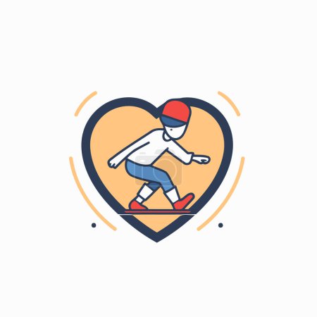 Skateboarder line icon. Vector illustration. flat design.
