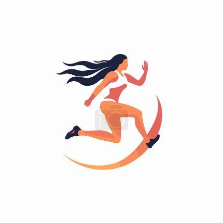 Illustration for Running woman. Vector illustration in flat style isolated on white background. - Royalty Free Image