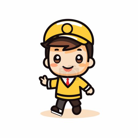 Illustration for Courier Service - Cute Cartoon Delivery Boy Vector Illustration - Royalty Free Image