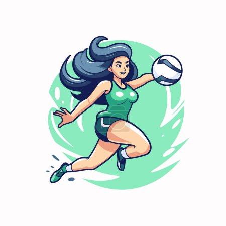 Ilustración de Jugadora de voleibol con pelota. Ilustración vectorial en estilo de dibujos animados - Imagen libre de derechos