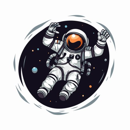 Illustration for Astronaut in outer space. Vector illustration on white background. - Royalty Free Image