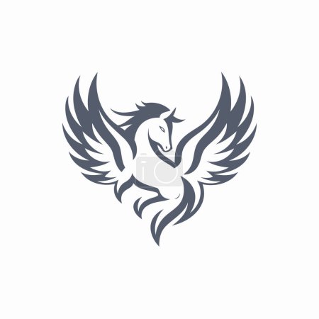 Ilustración de Pegasus Logo Plantilla vector icono ilustración diseño sobre fondo blanco. - Imagen libre de derechos