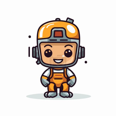 Illustration for Cute astronaut character design. Cute astronaut mascot vector illustration. - Royalty Free Image