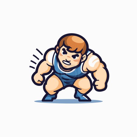 Illustration for Vector illustration of a cartoon character bodybuilder. isolated on white background. - Royalty Free Image