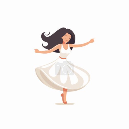 Téléchargez les illustrations : Ballet dansant fille en robe blanche vecteur Illustration sur fond blanc - en licence libre de droit