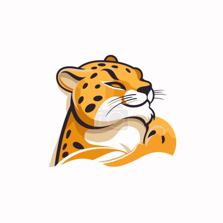 Téléchargez les illustrations : Vecteur tête léopard Illustration isolée sur fond blanc pour la conception de votre application web et mobile - en licence libre de droit