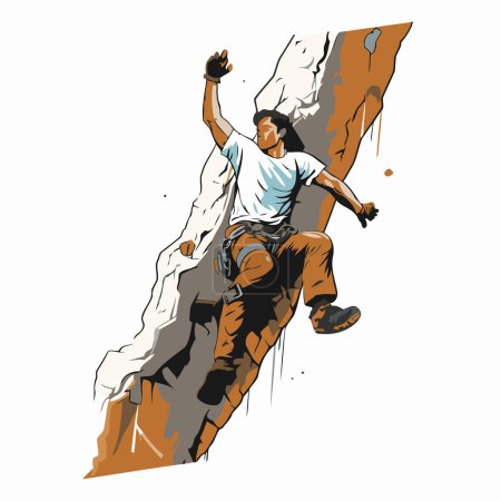 Illustration for Illustration of a rock climber climbing a cliff. vector illustration - Royalty Free Image