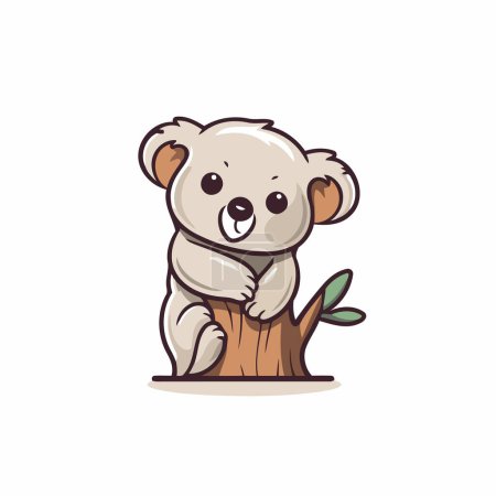 Téléchargez les illustrations : Mignon dessin animé koala assis sur un arbre. illustration vectorielle. - en licence libre de droit